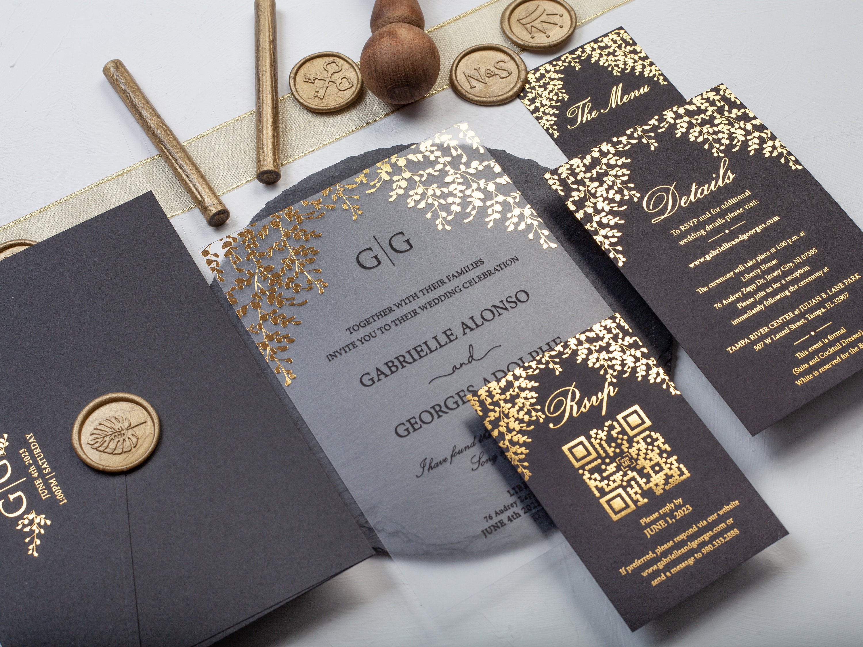 Black And Gold Simple Bridesmaid Invitation - Venngage