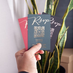 Customized RSVP Cards with QR Code Foil Printed Rsvp Card image 5