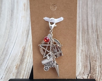 Curse of Strahd | Vampire with Pentagram Inspired Dice Bag Charm | Keychain Charm for TTRPG