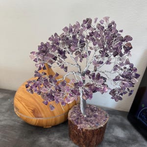 Woondecoraties | Amethistkristal | Nieuw huiscadeau | Levensboom | Bedrade kristallen boom | Housewarmingcadeau | Miniatuurplanten | Edelsteenboom