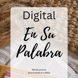 Puede incluir: Guía de estudio digital titulada "En Su Palabra" con páginas de libro abiertas. La guía incluye texto en español, con las palabras "Método personal para el estudio de la Biblia" y el nombre de la empresa "Coram Deo Paper Co."