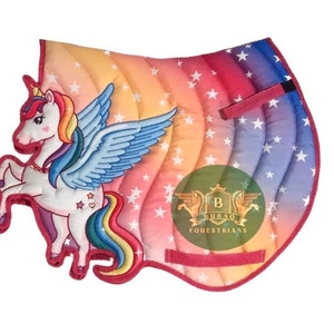 Super cute Equestrian Unicorn Saddle Pad; Handmade unicorn Wing Saddle Pad for Horse of English riders for kids