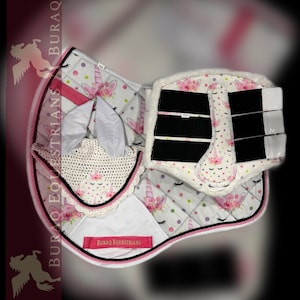 Tapis De Selle Anglais Rose Pailleté - Tout Usage, Avec Protège-oreilles Assorti