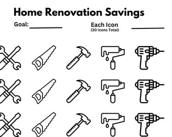 Home Renovation Savings Tracker - Savings Tracker - Colouring Page