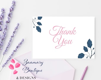 Printable Thank You Card-instant Download 7x5 Inch Card-thank You ...