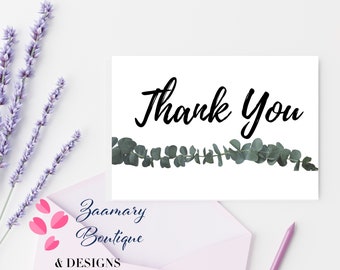 Printable Thank You Card-instant Download 7x5 Inch Card-thank You ...