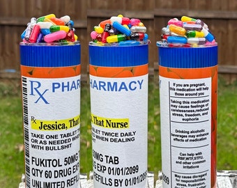 Personalized with name Fuckitol tumbler 3d topper, Co worker gift, Doctor gift, fukitol tumbler, Funny gift, Prescription Pill, Xmas cup