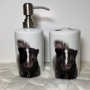 Skunk toothbrush and soap dispenser set ,Pet skunk, gift for skunk owner, Christmas gift for skunk owner
