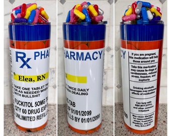 Personalized Fuckitol tumbler 3d topper, Christmas, pharmacist gift, Doctor gift, fukitol tumbler, Nurse present, Prescription Pill, Xmas