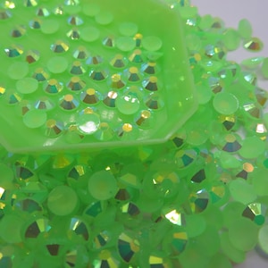 Peridot AB Jelly Rhinestone 2MM 3MM 4MM 5MM 6MM Flatback Round Non Hot Fix