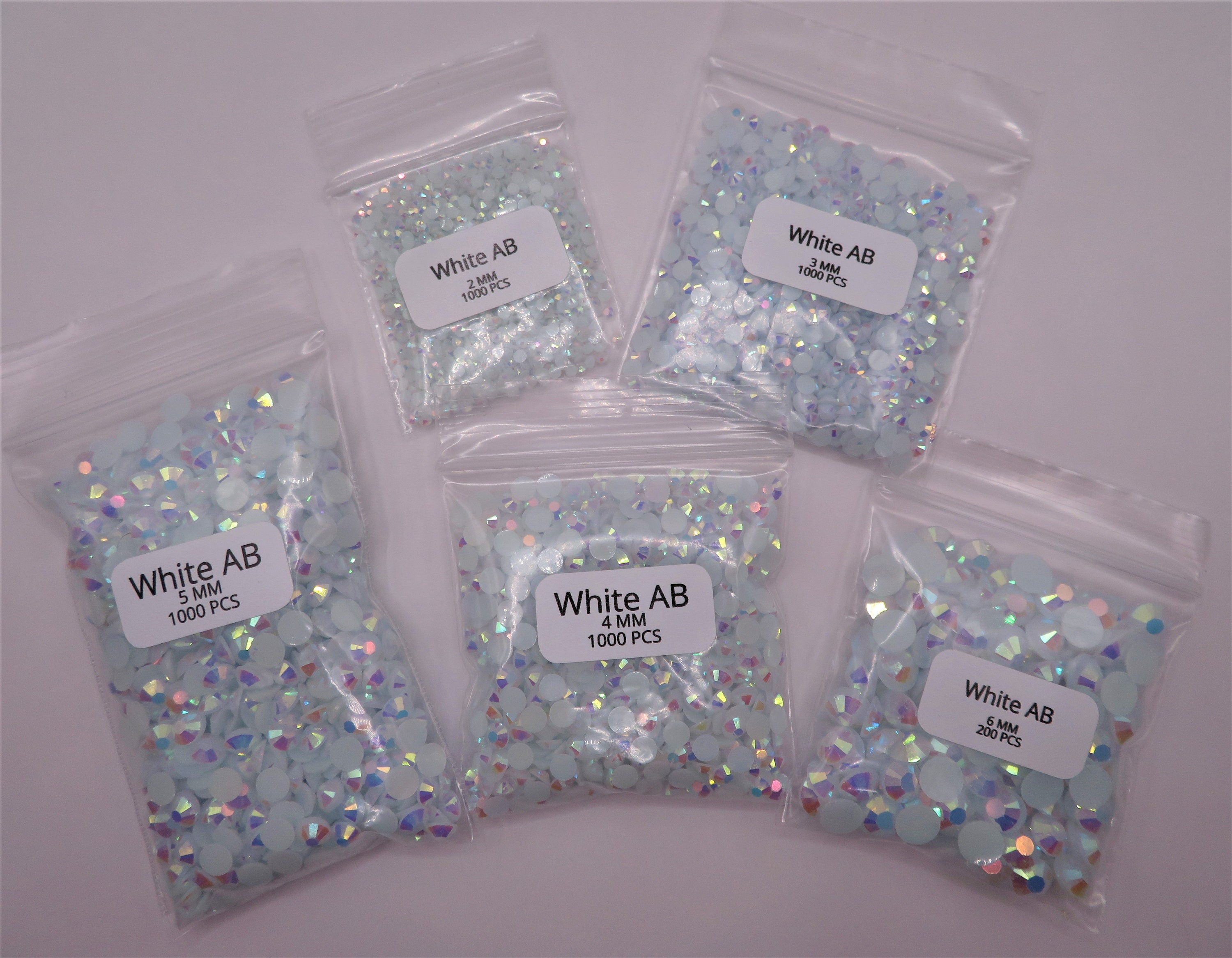 White AB Jelly Rhinestone Bundle 2MM 3MM 4MM 5MM 6MM Flatback - Etsy