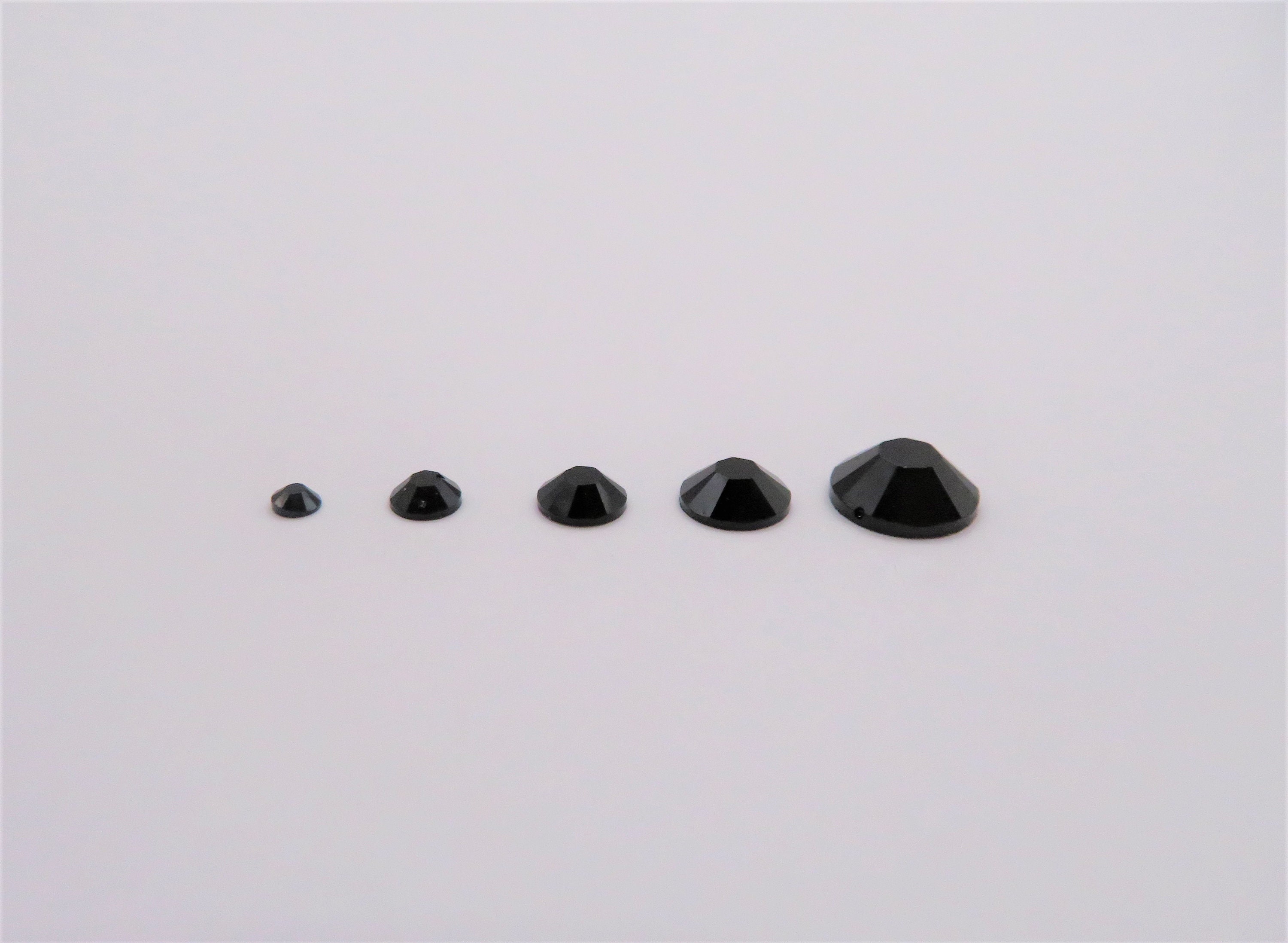 Black Jelly Rhinestone Bundle 2MM 3MM 4MM 5MM 6MM Flatback Round Non ...