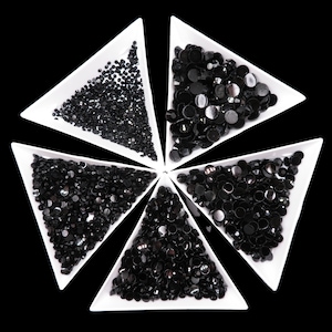 Black Jelly Rhinestone Bundle 2MM 3MM 4MM 5MM 6MM Flatback Round Non Hot Fix, 4200 PCS