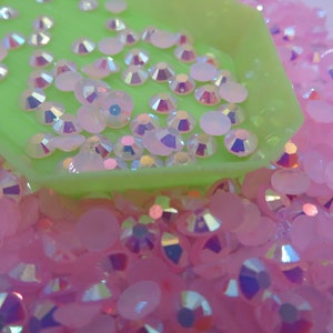 Pink AB Jelly Rhinestone 2MM 3MM 4MM 5MM 6MM Flatback Round Non Hot Fix