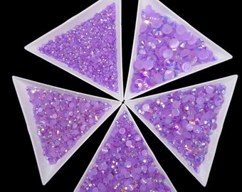 Paquete de diamantes de imitación de amatista claro AB Jelly, 2 mm, 3 mm, 4 mm, 5 mm y 6 mm, redondos y planos, sin fijación en caliente, 4200 unidades