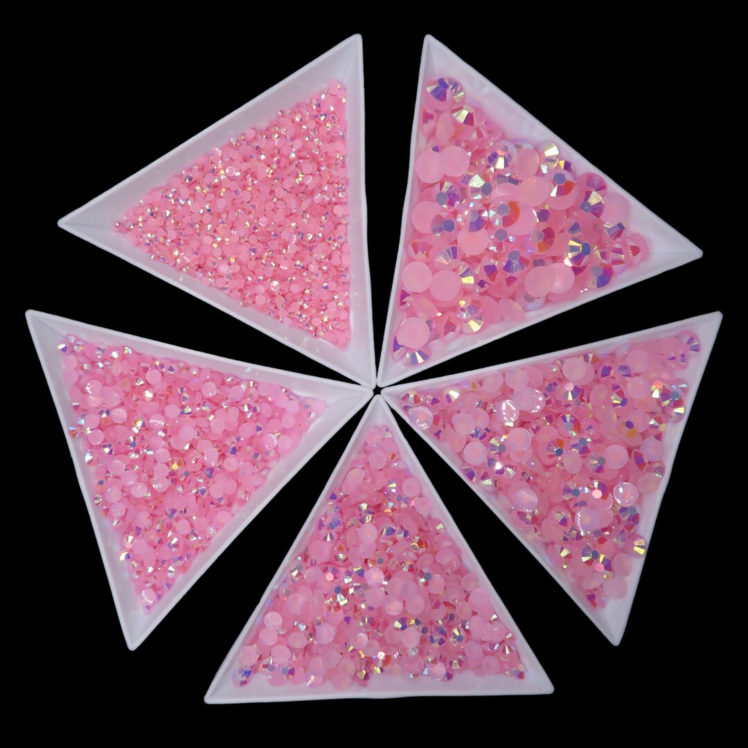 Pink AB Jelly Rhinestone Bundle 2MM 3MM 4MM 5MM 6MM Flatback Round Non ...