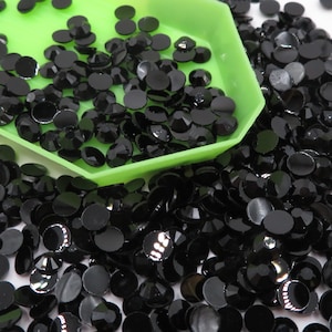 Black Jelly Rhinestone 2MM 3MM 4MM 5MM 6MM Flatback Round Non Hot Fix
