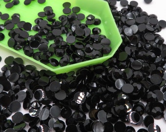 Schwarzes Jelly Strass 2 MM 3 MM 4 MM 5 MM 6 MM Flatback Runde Nicht Hot Fix