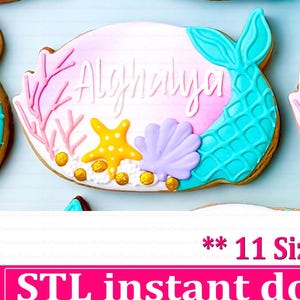 Mermaid Plaque Cookie Cutter STL File Instant Download, STL Cookie Cutter File
