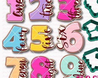 Numbers With Hand Lettered Cookie Cutter STL File Instant Download, STL Cookie Cutter File