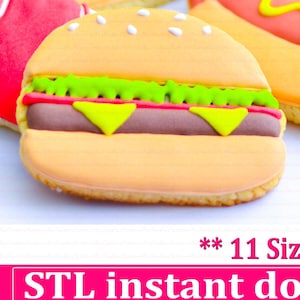 Burger Cookie Cutter STL File Instant Download, STL Cookie Cutter File