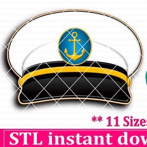 Captain Hat Cookie Cutter STL File Instant Download, STL Cookie Cutter File