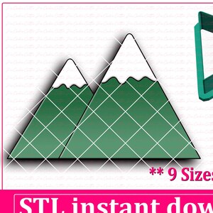 Mountain Peaks Cookie Cutter STL File Instant Download, STL Cookie Cutter File