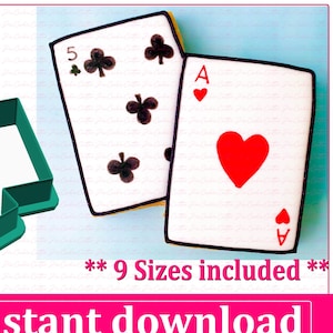 Download instantâneo de arquivo STL para cortador de biscoitos de cartas de baralho, arquivo STL para cortador de biscoitos