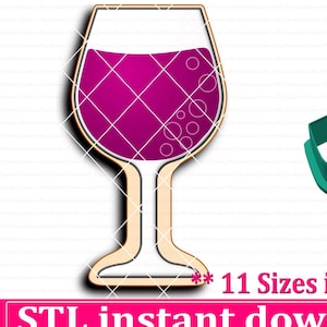 Wine Glass Cookie Cutter STL File Instant Download, STL Cookie Cutter File