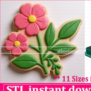 Flower Cookie Cutter STL File Instant Download, STL Cookie Cutter File