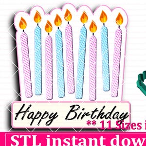 Happy Birthday Candle Cookie Cutter STL File Instant Download, STL Cookie Cutter File