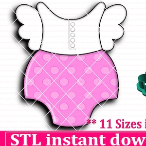 Ruffle Romper Onesie Cookie Cutter STL File Instant Download, STL Cookie Cutter File