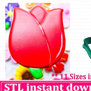 Tulip Cookie Cutter STL File Instant Download, STL Cookie Cutter File