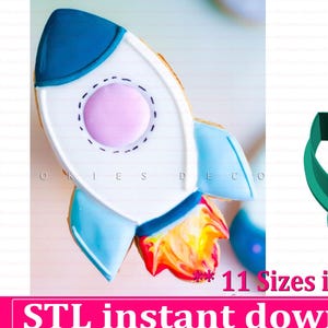 Rocket Cookie Cutter STL File Instant Download, STL Cookie Cutter File
