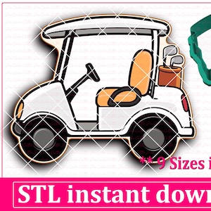 ゴルフカートクッキーカッターSTLファイルの即時ダウンロード、STLクッキーカッターファイル