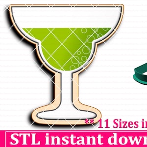 Margarita Glass Cookie Cutter STL File Instant Download, STL Cookie Cutter File