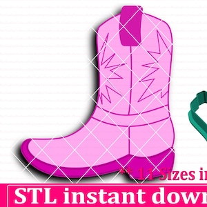Cowboy Boot Cookie Cutter STL File Instant Download, STL Cookie Cutter File