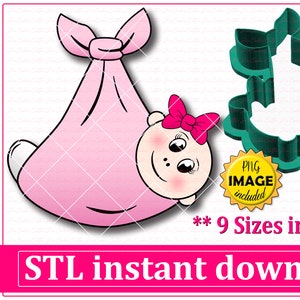 Baby Mädchen wickeln Träger Cookie Cutter STL Datei Sofortiger Download, STL Cookie Cutter Datei