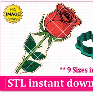 Rose Cookie Cutter STL File Instant Download, STL Cookie Cutter File