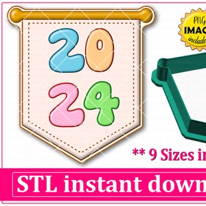 吊り下げバナー クッキーカッター STL ファイル 即時ダウンロード、STL クッキーカッター ファイル