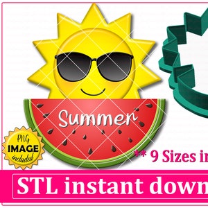 Hello Summer Cookie Cutter STL File Instant Download, STL Cookie Cutter File