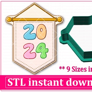 吊り下げバナークッキーカッターSTLファイルインスタントダウンロード、STLクッキーカッターファイル