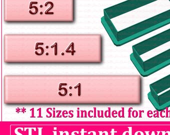 Arquivo STL para cortador de biscoitos retangular, 9 tamanhos (download instantâneo)