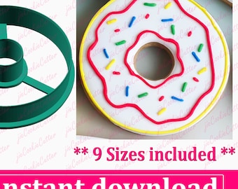 Donut Cookie Cutter STL File Instant Download, STL Cookie Cutter File