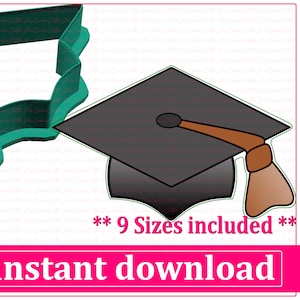Graduation Cap Cookie Cutter STL File Instant Download, STL Cookie Cutter File