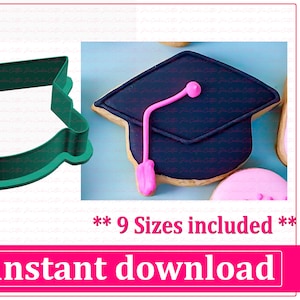 Graduation Cap Cookie Cutter STL File Instant Download, STL Cookie Cutter File