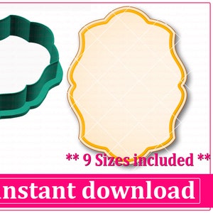 Plaque Cookie Cutter STL File, 9 Sizes (Digital Download)