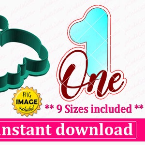 Number One Cookie Cutter STL File Instant Download, STL Cookie Cutter File Digital Download