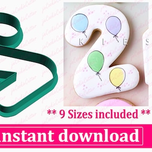 Number Two Cookie Cutter STL File Instant Download, STL Cookie Cutter File