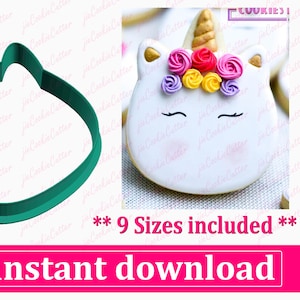 Unicorn Cookie Cutter STL File Instant Download, STL Cookie Cutter File
